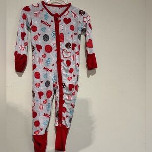 Little Sleepies valentines zippy. Size 3-6 months.
